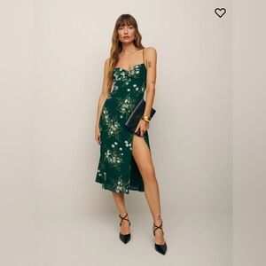 Reformation Juliette floral-print midi dress, buena green